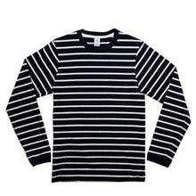 Load image into Gallery viewer, Uneven Stripe L/S C/N Tee / Navy/White
