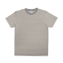 Load image into Gallery viewer, Narrow Stripe S/S C/N Tee w/Pkt / Oatmeal/H.Grey
