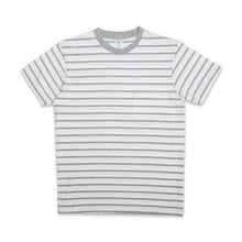 Load image into Gallery viewer, Uneven Stripe S/S C/N Tee w/Pkt / White/H.Grey
