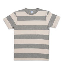 Load image into Gallery viewer, Wide Stripe S/S C/N Tee w/Pkt / Oatmeal/H.Grey
