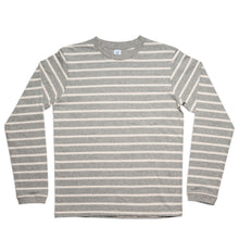 Load image into Gallery viewer, Uneven Stripe L/S C/N Tee w/Pkt / H.Grey/Oatmeal
